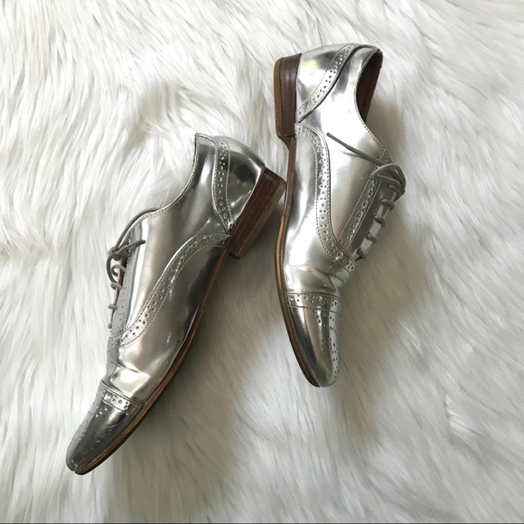 J. Crew Shoes - J. Crew Silver Metallic Oxfords
